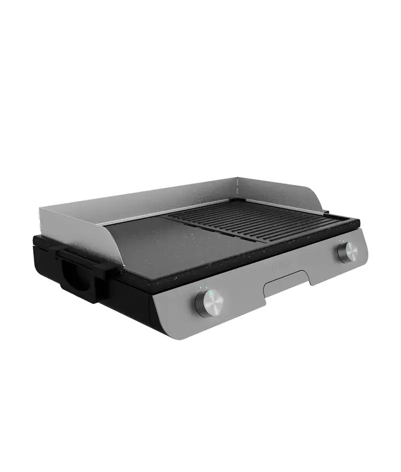 Barbacoa Eléctrica 3000W inoxidable con superficie antiadherente y Termostato Cecotec