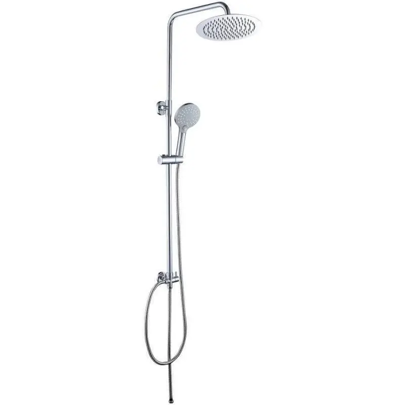 Barra de ducha diseño redondo cromada altura ajustable 92 a 122 cm rociador 20 cm de Valaz