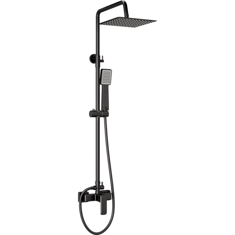 Barra de ducha monomando cuadrada negro mate extensible 80 a 120 cm Vinalopo de Valaz