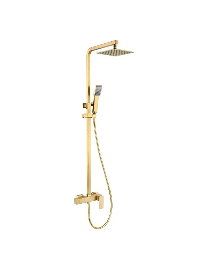 Barra de ducha monomando extensible acero inoxidable acabado oro cepillado Pisa de Imex