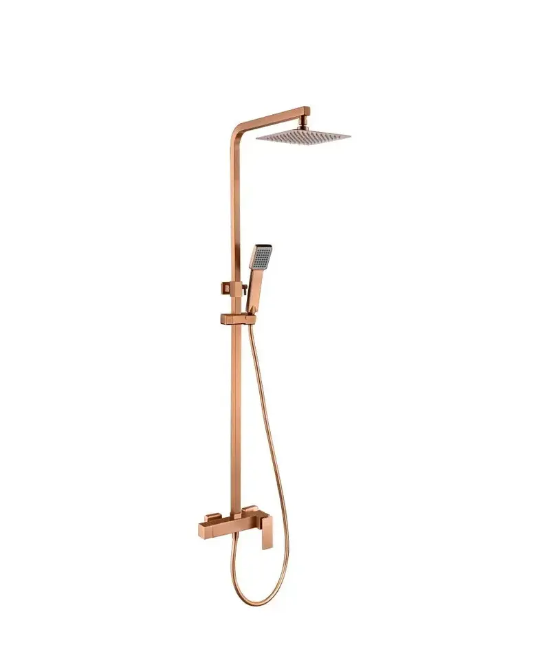 Barra de ducha monomando extensible acero inoxidable acabado oro rosa cepillado Pisa de Imex