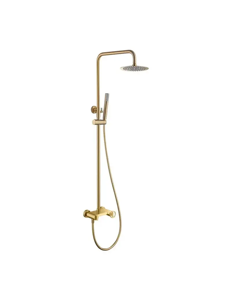 Barra de ducha monomando extensible de acero inoxidable acabado oro cepillado Olimpo de Imex