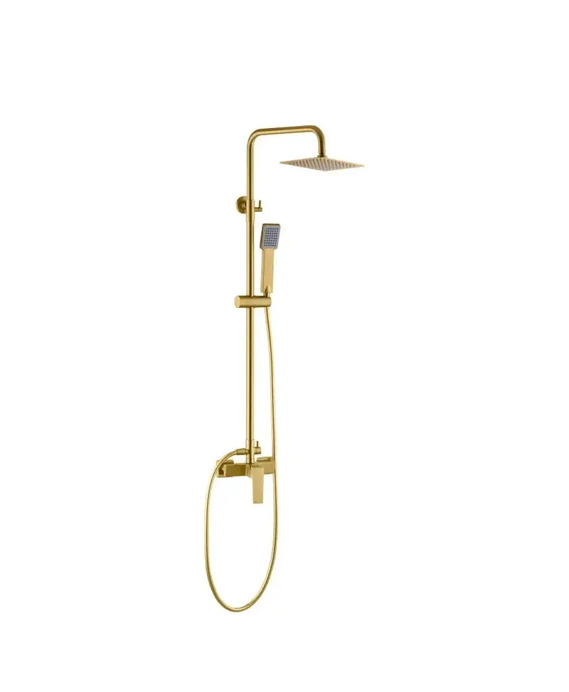 Barra de ducha monomando extensible de acero inoxidable con acabado oro cepillado Art Imex