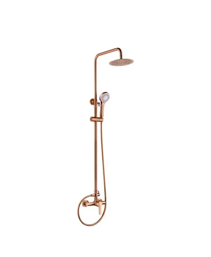 Barra de Ducha Monomando Extensible en Acero Inoxidable con Acabado Oro Rosa Cepillado — Roma de Imex