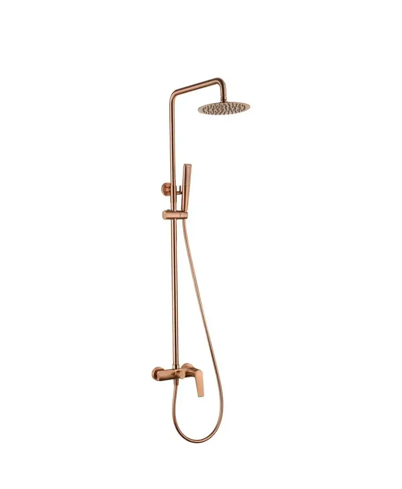 Barra de ducha monomando extensible hecha acero inoxidable con acabado oro rosa cepillado Delos de Imex