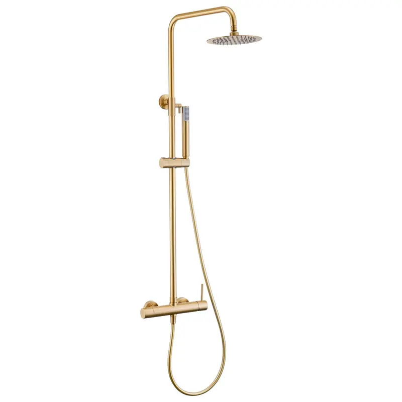 Barra de ducha monomando redonda ajustable de 80 a 120 cm oro mate proteccion PVD Palancia de Valaz