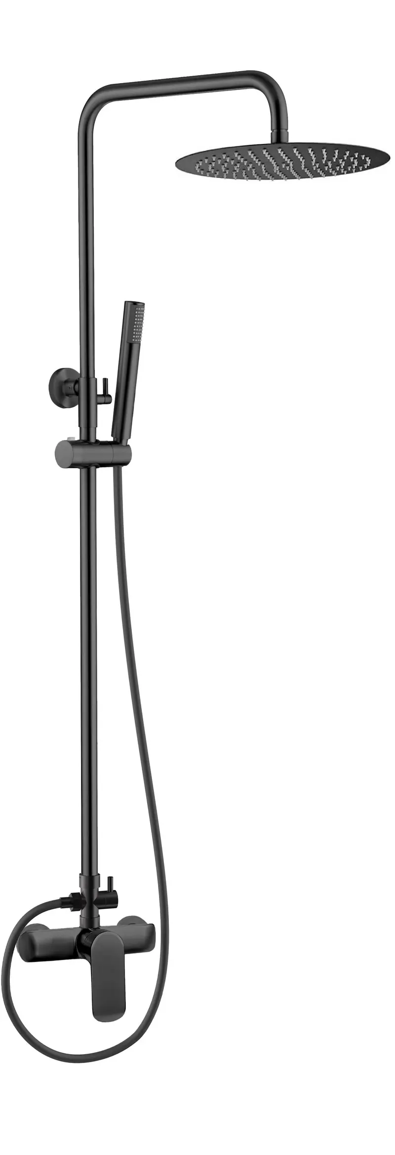 Barra de ducha monomando redonda ajustable hasta 120 cm negro mate Turia de Valaz