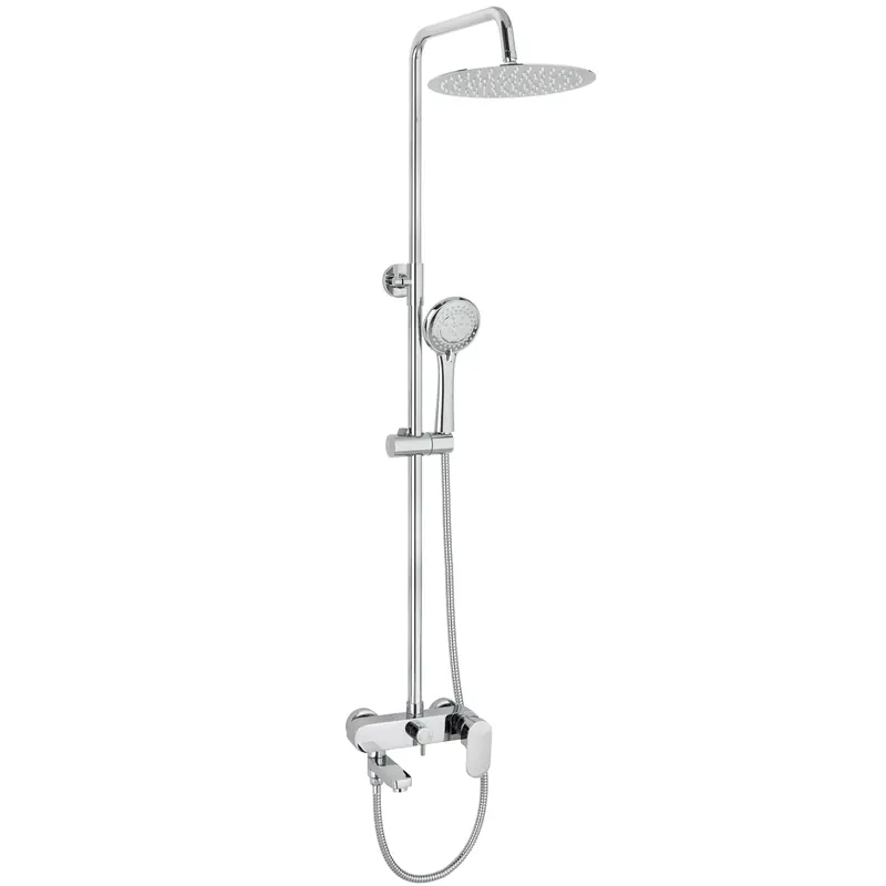 Barra de ducha monomando redonda cromada ajustable hasta 150 cm Viar de Valaz