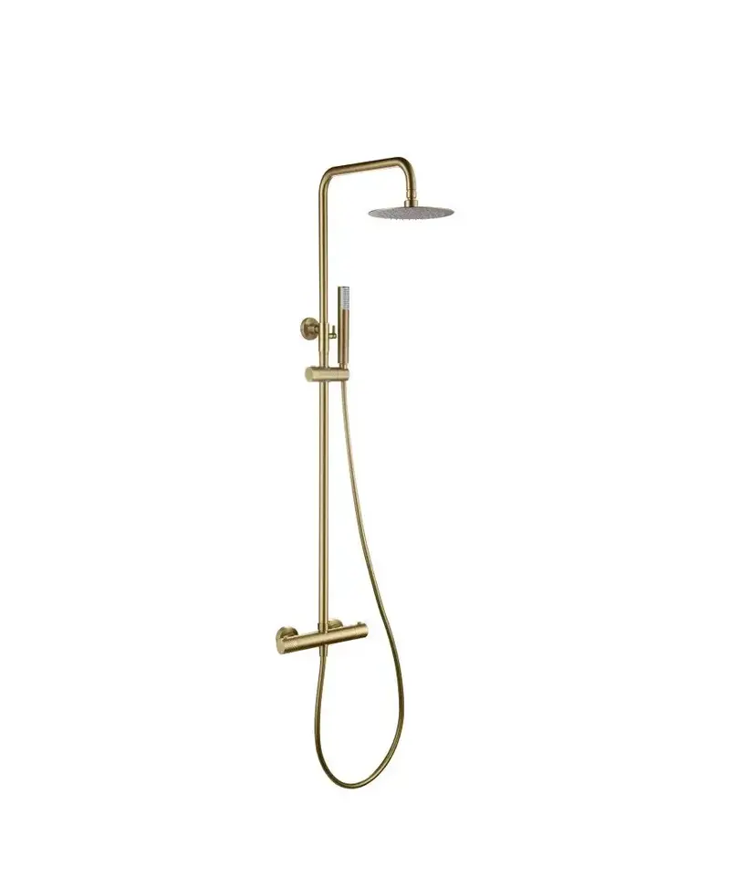 Barra de ducha termostática de acero inoxidable con acabado oro cepillado Genova de Imex