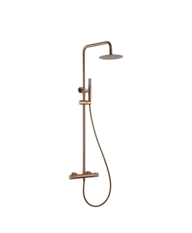 Barra de ducha termostática hecha de acero inoxidable acabado oro rosa cepillado Line de Imex