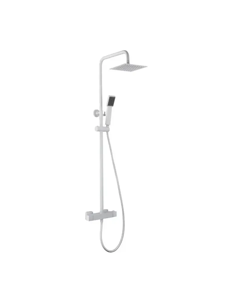 Barra de ducha termostática hecha de acero inoxidable con acabado blanco mate Art de Imex