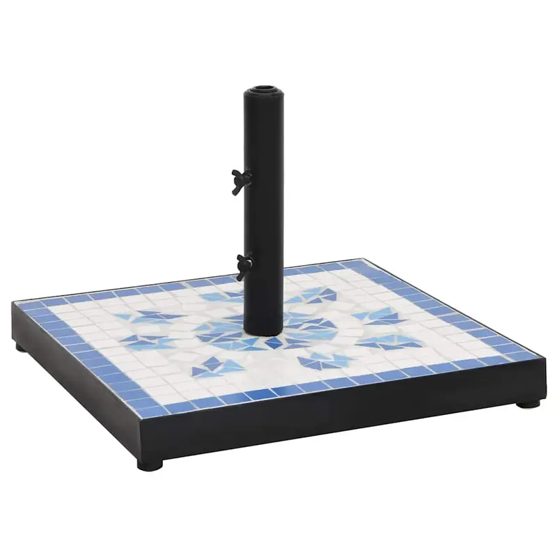 Base de sombrilla cuadrada azul y blanco 12 kg