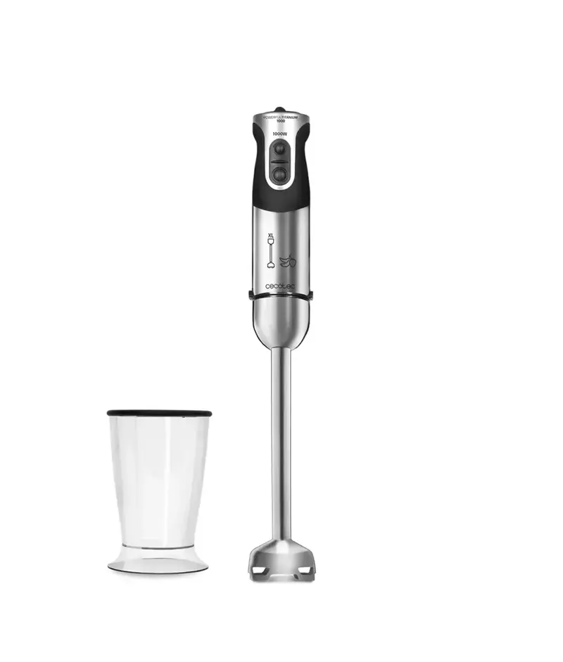 Batidora de Mano 1000W, 21 Velocidades, Cuchillas Titanio, Acero Inoxidable de Cecotec