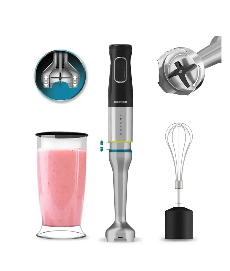 Batidora de Mano 1200W con Cuchillas de Titanio y Tecnología PerreoMove de Cecotec