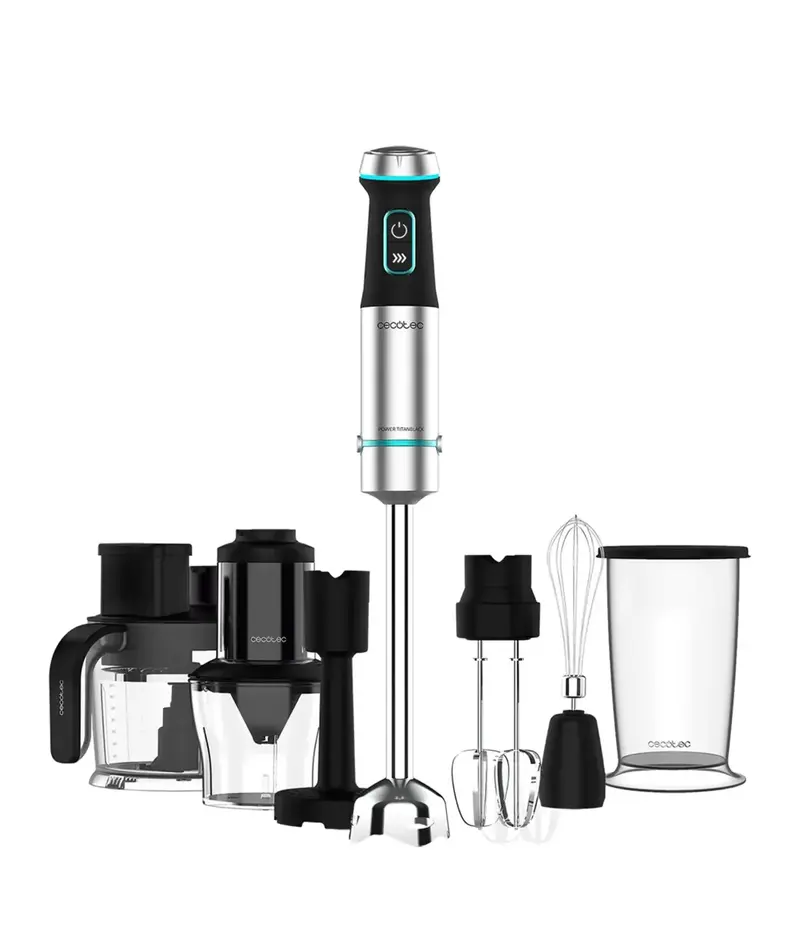 Batidora de Mano 1200W Titanio Negro con Accesorios y Función Turbo de Cecotec