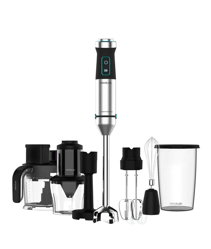 Batidora de Mano 1500W con Accesorios, Cuchillas Titanio y Función Turbo de Cecotec