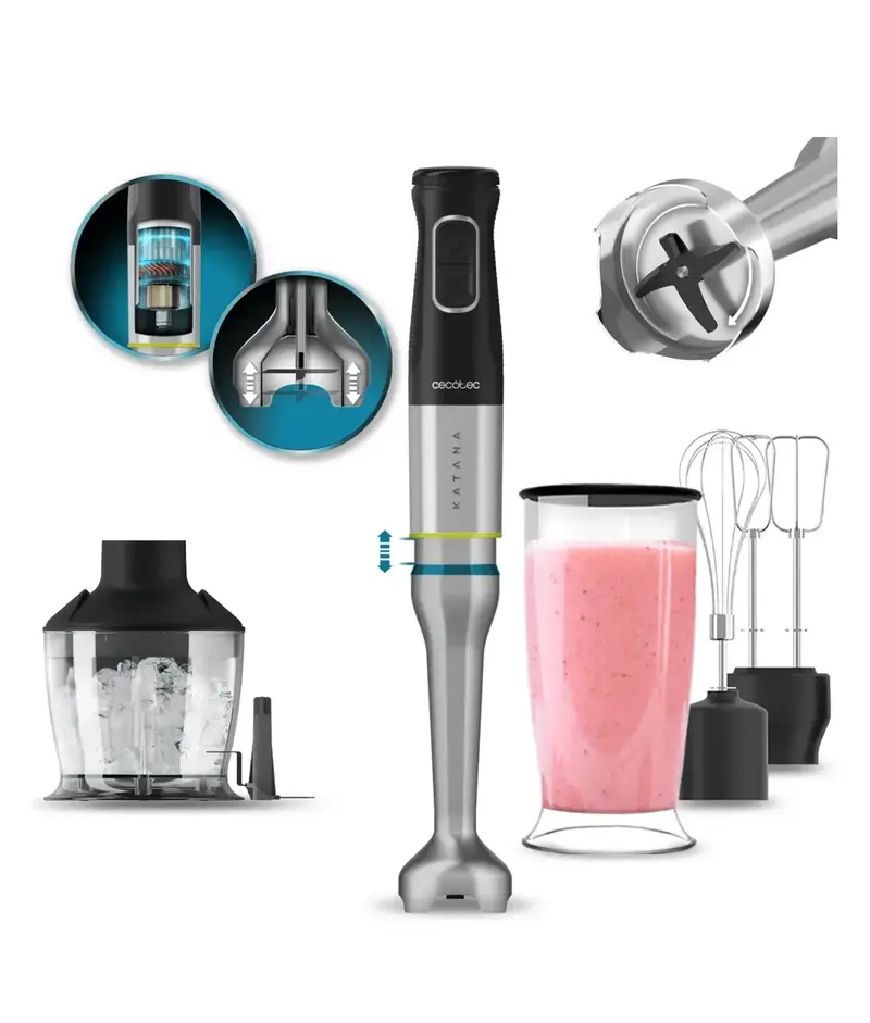 Batidora de Mano 1500W con Cuchillas de Titanio y Sistema PerreoMove de Cecotec