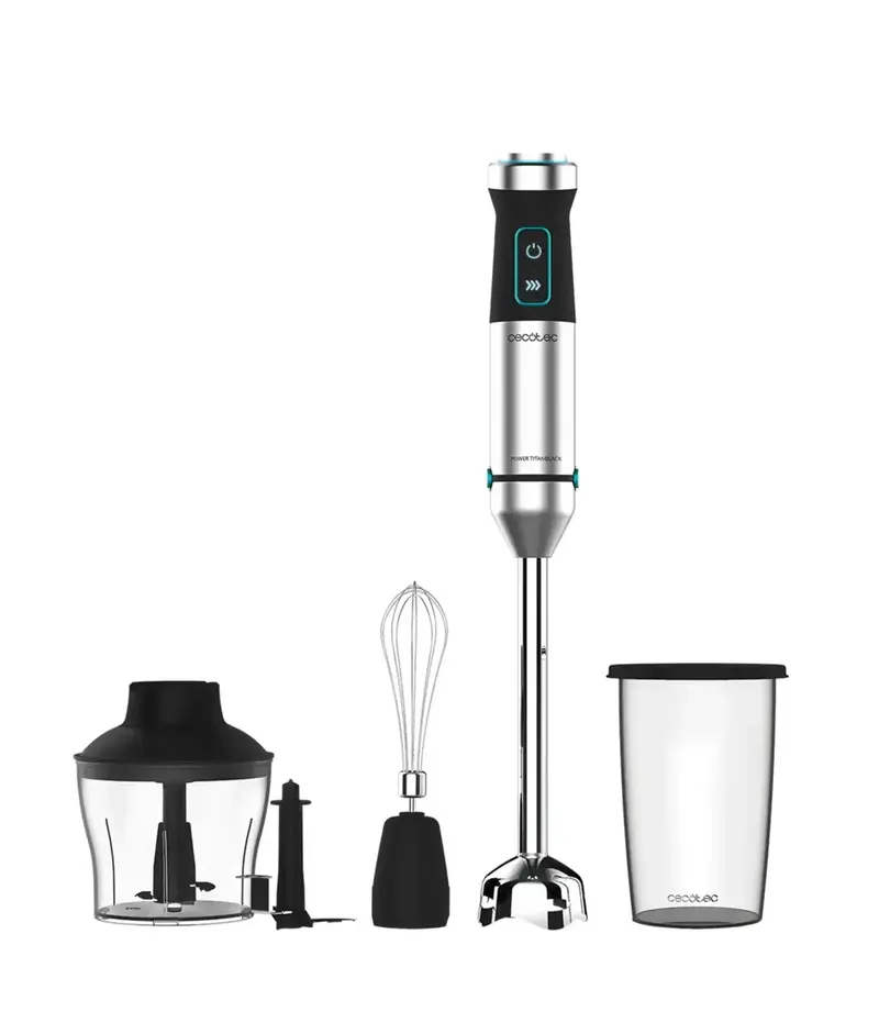 Batidora de Mano 1500W con Cuchillas Titanio y Accesorios Completo de Cecotec