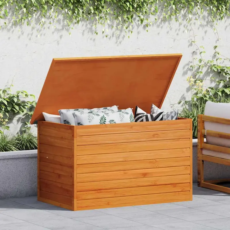 Baúl de jardín de madera 126x72x72 cm