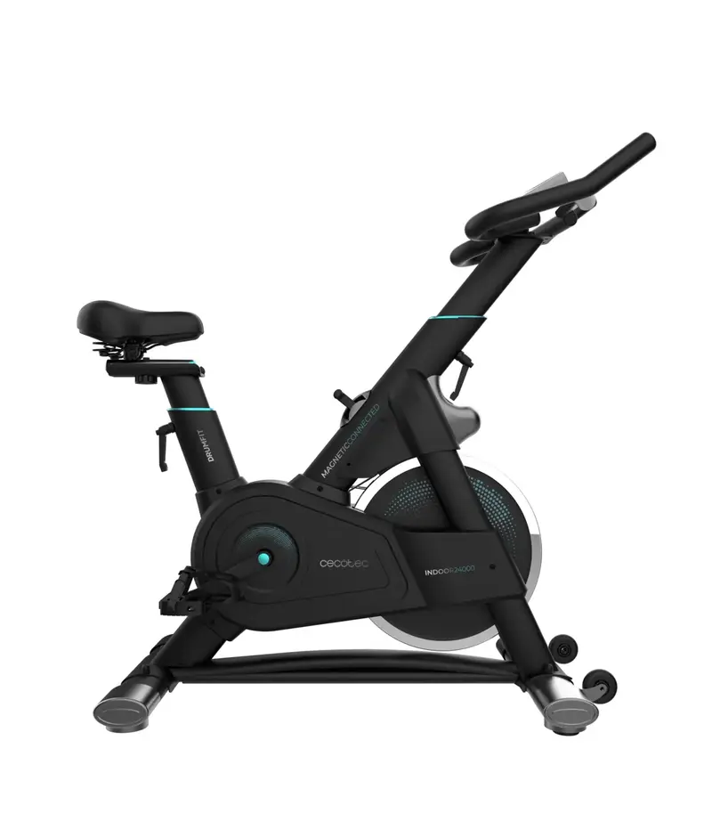Bicicleta Estática Indoor DrumFit 24000 con volante de inercia de 24 kg resistencia magnética y Conectividad APP Kinomap Cecotec