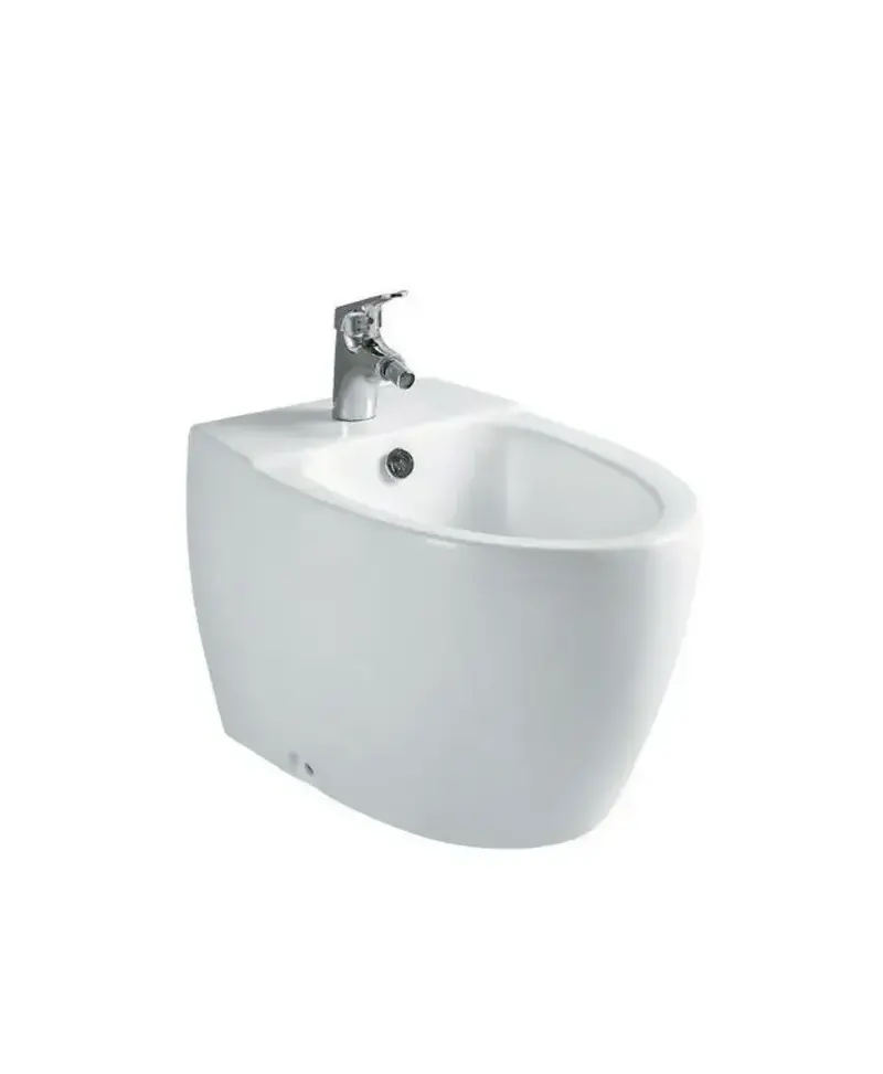 Bidé compacto de porcelana blanca acabado vitrificado Génova de Aquore