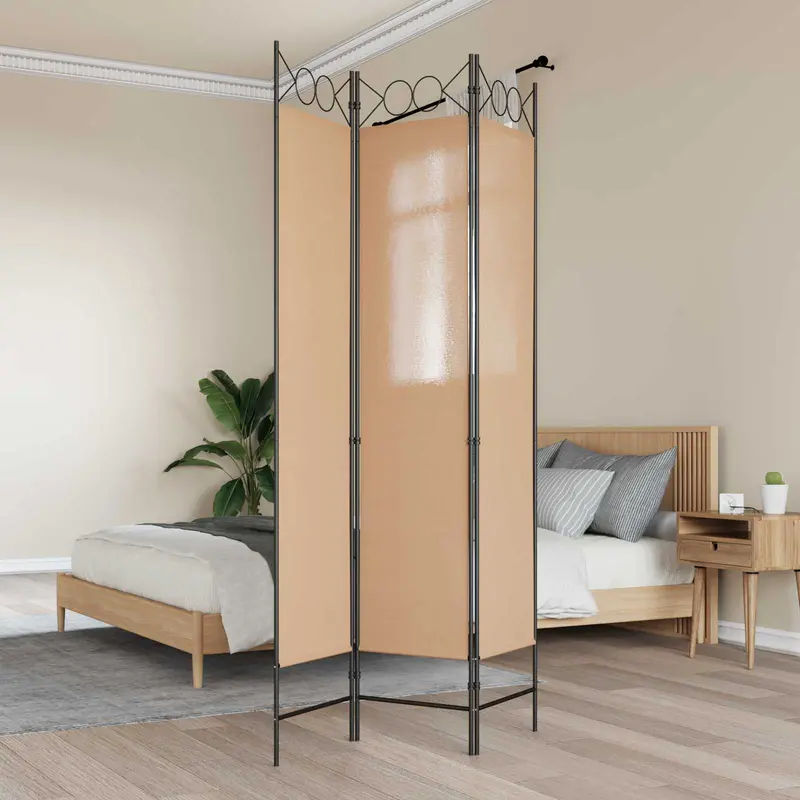 Biombo de 3 Paneles Beige 120 x 200 cm Tela