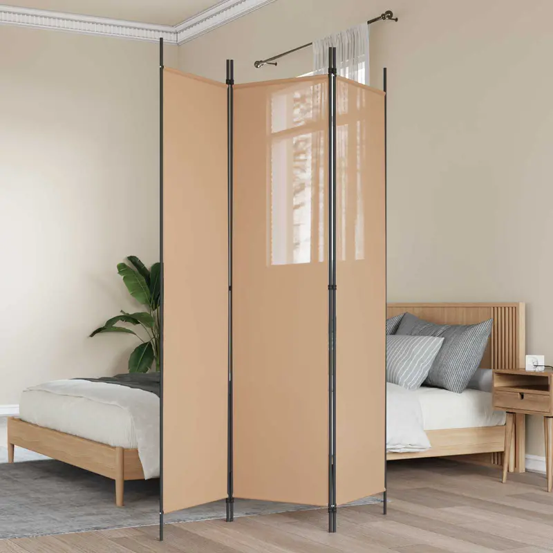 Biombo de 3 Paneles Beige 150 x 200 cm Tela