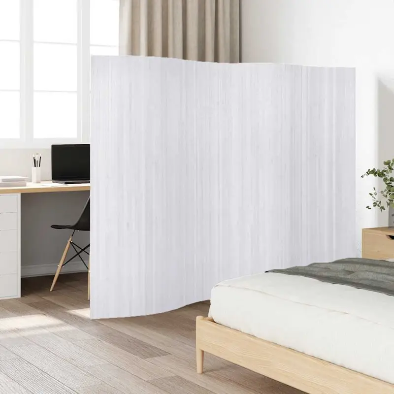 Biombo divisor bambú blanco ancho 250 cm alto 165 cm
