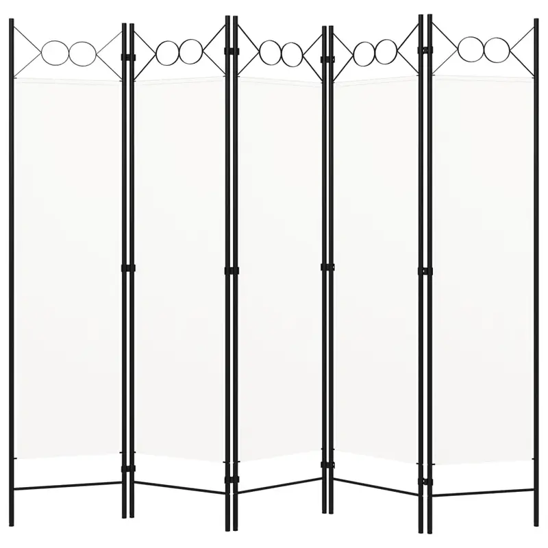 Biombo divisor de 5 paneles blanco 200x180 cm