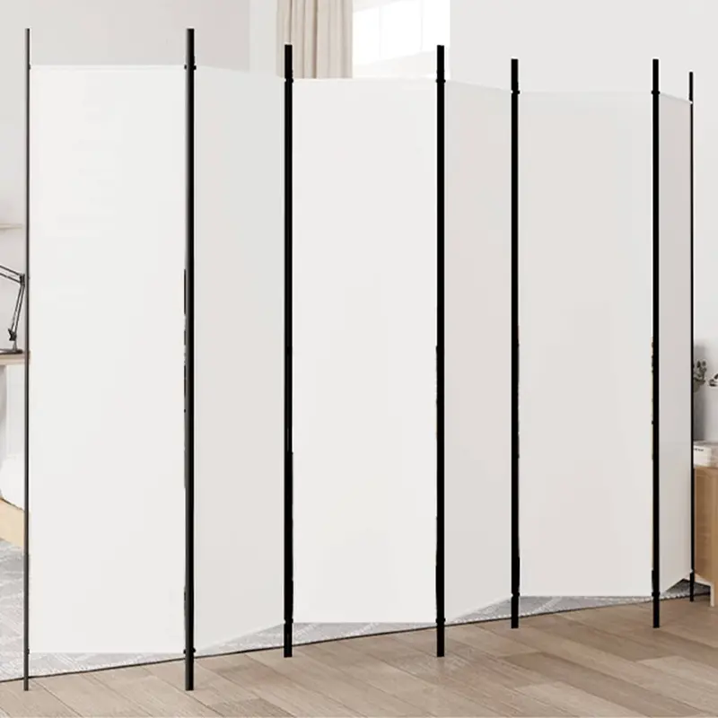 Biombo divisor de 6 paneles de tela blanco 300x200 cm