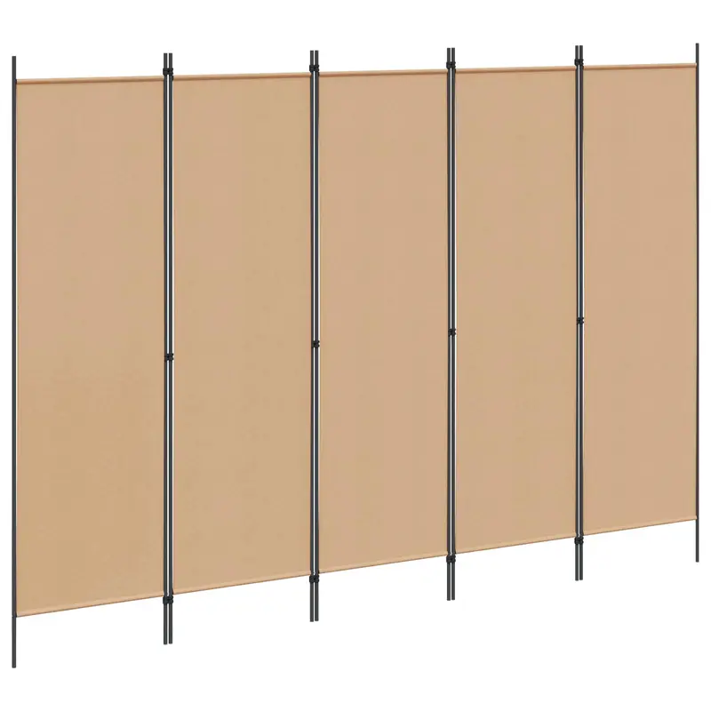Biombos de 5 Paneles Beige 250 x 180 cm Tela