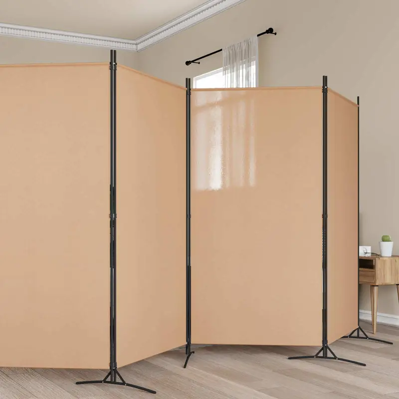 Biombos de 5 Paneles Beige 433 x 180 cm Tela