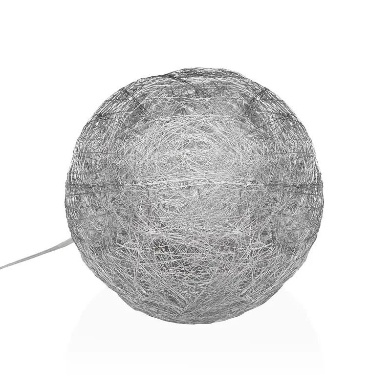 BOLA PLATEADA EN 3D LUMINOSA 20CM