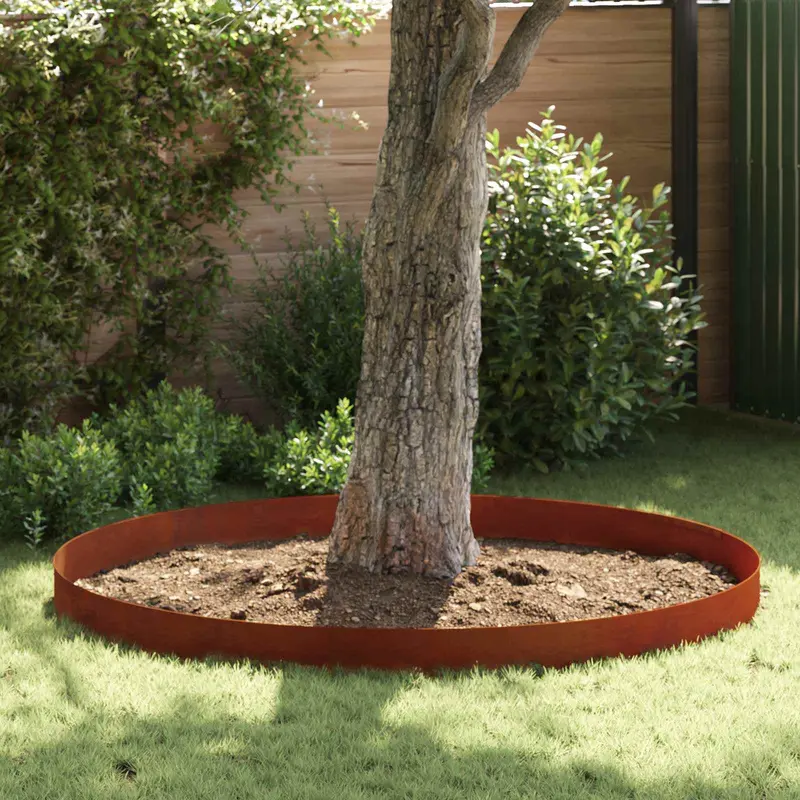 Borde de Césped 4 pcs Oxidado 450 x 0,05 x 20 cm