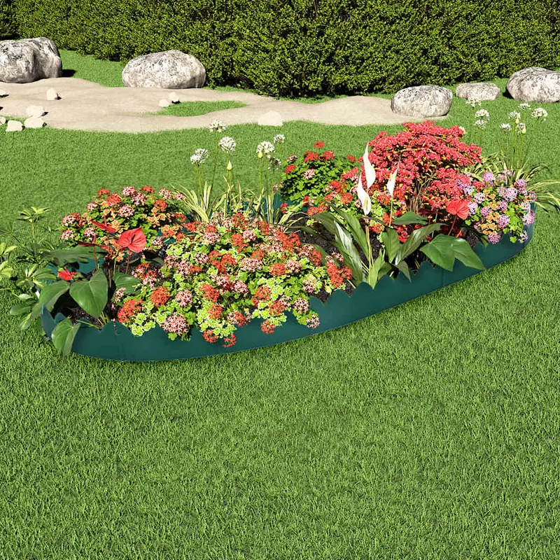 Bordes de jardín 10 unidades PP verde 65x15 cm