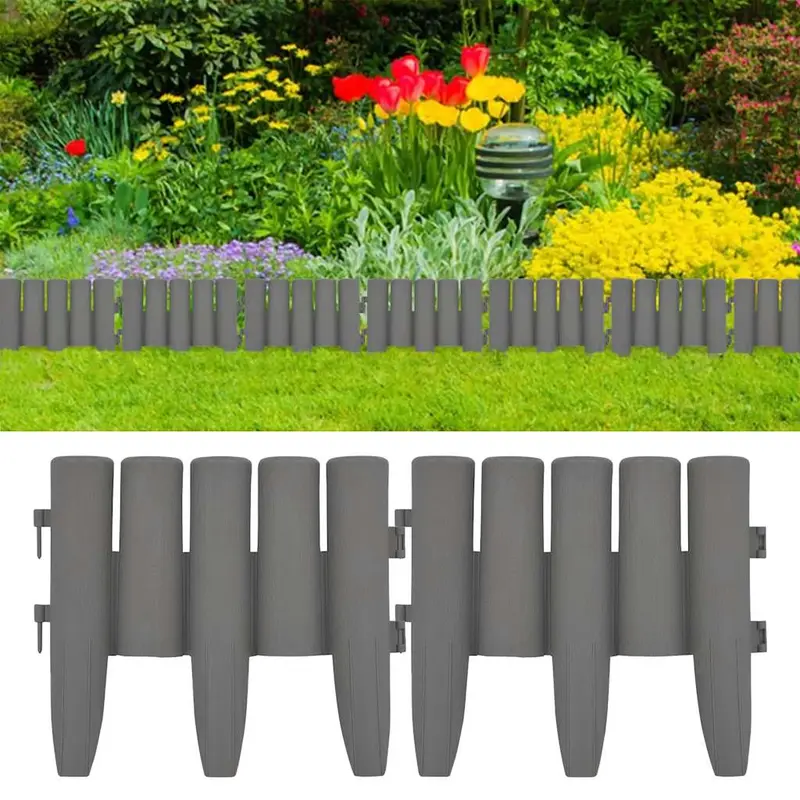 Bordes de jardín 36 unidades PP gris 10 m