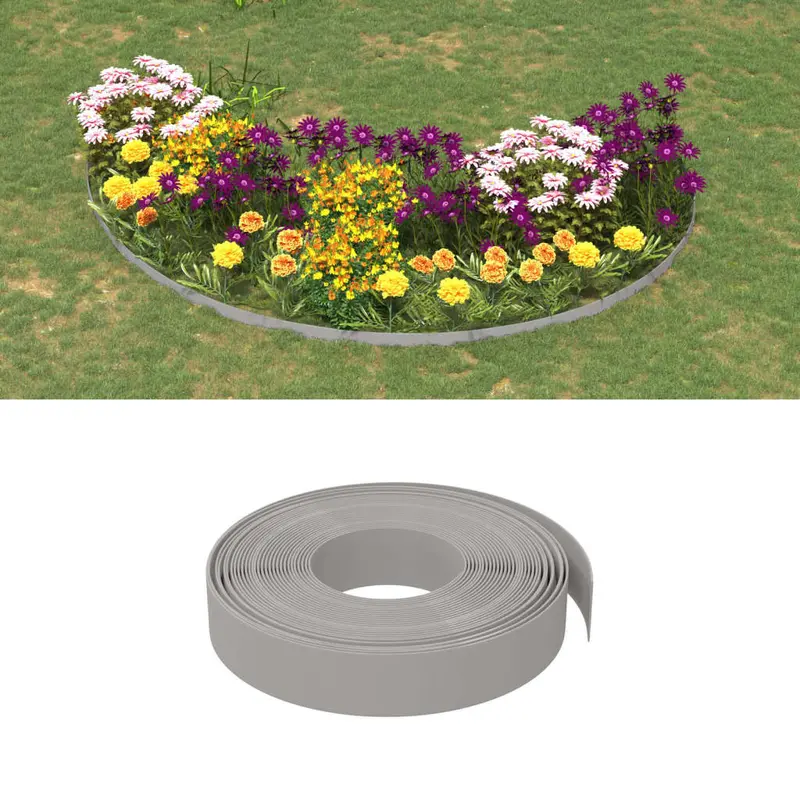 Bordura de jardín polietileno gris 10 m 10 cm