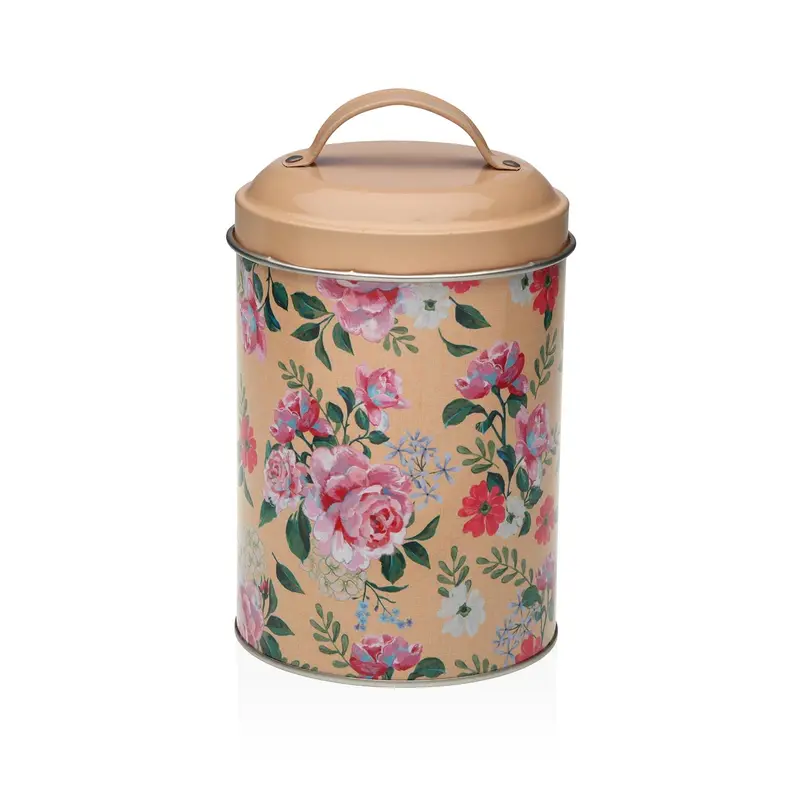 BOTE METALICO CON TAPA AMARILLO FLOWER