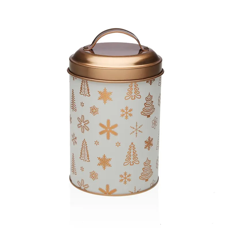 BOTE METALICO NAVIDEÑO CON TAPA