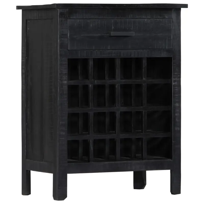 Botellero de madera de mango maciza negro 56x35x75 cm