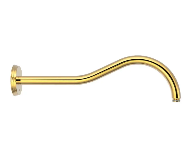 Brazo de ducha curvado de latón con acabado dorado para pared TRES