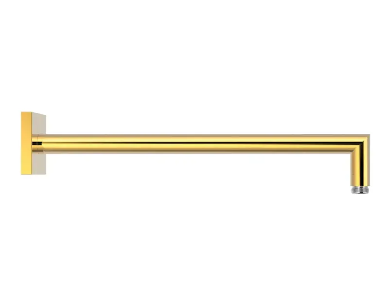 Brazo de ducha para instalación en pared fabricado en latón con acabado en color oro TRES