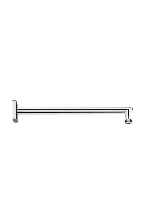 Brazo rociador de ducha para empotrar en pared con base cuadrada y acabado cromado TRES