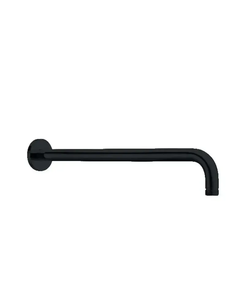 Brazo rociador de ducha redondo fabricado en latón de acabado negro mate y 37 cm de largo de Imex