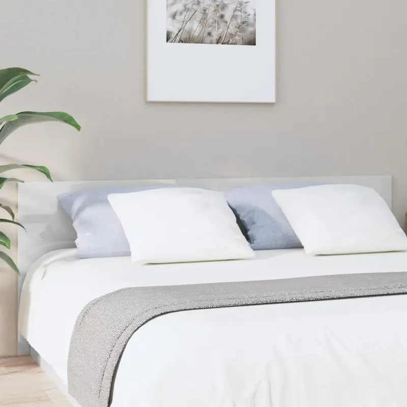 Cabecero cama madera contrachapada blanco brillo 200x1,5x80 cm