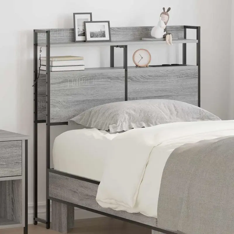 Cabecero con almacenamiento Gris sonoma Madera de ingeniería
