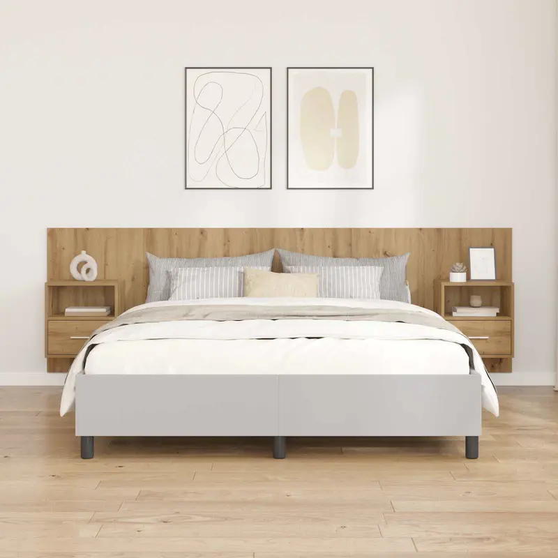 Cabecero con Mueble 3 pcs Roble artesanal Madera de ingeniería