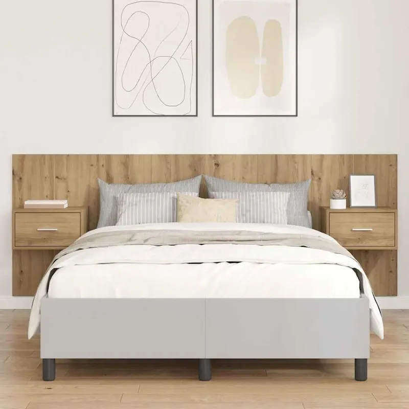 Cabecero con Mueble 3 pcs Roble artesanal Madera de ingeniería