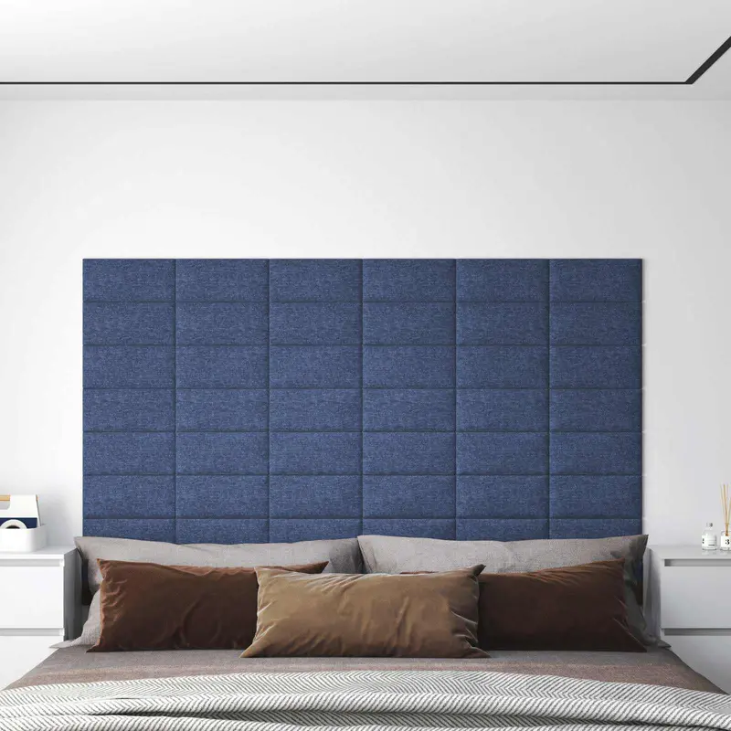 Cabecero de Pared 12 pcs Azul 30 x 15 cm tela