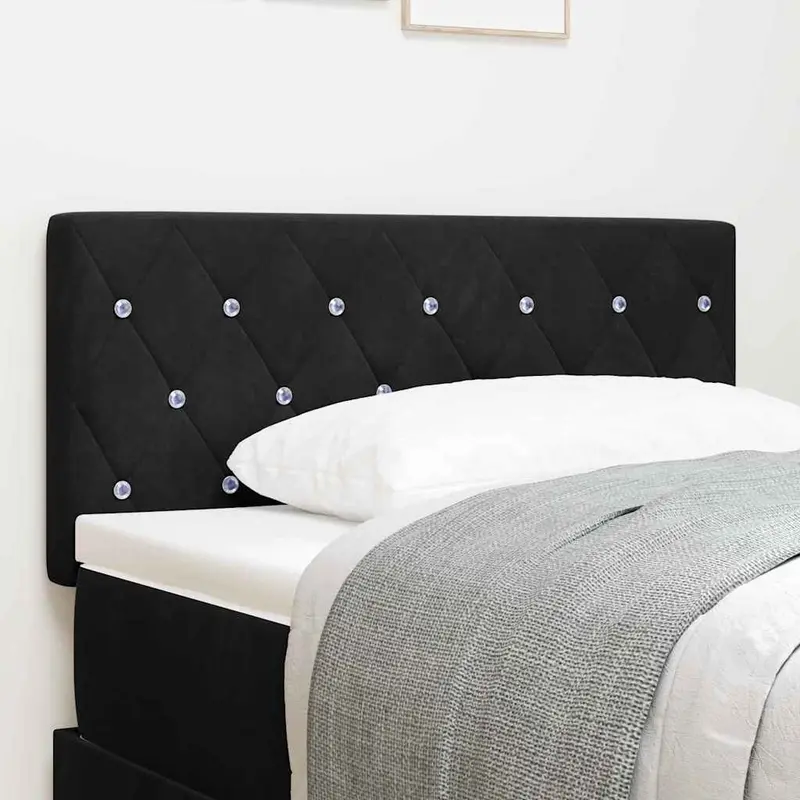 Cabecero LED con tiras LED con cabecera Negro 100 cm Terciopelo